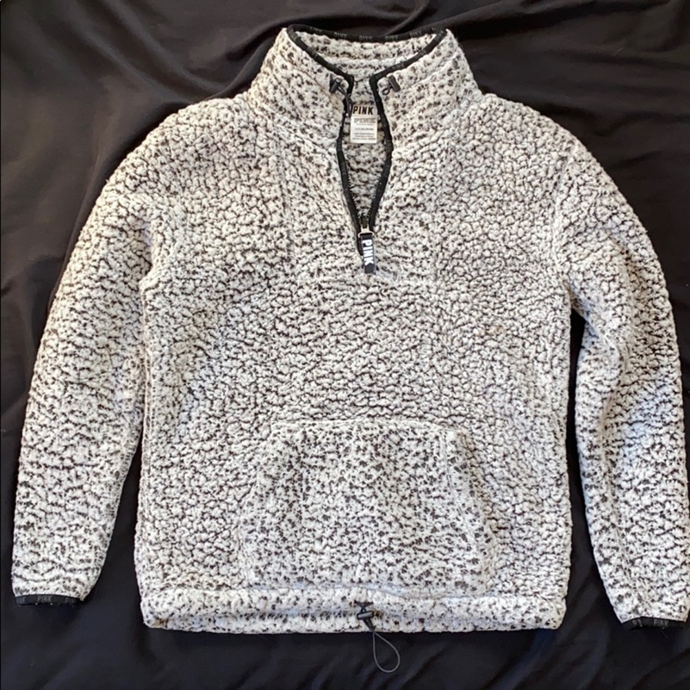 PINK size small sherpa teddy sweatshirt 3/4 zip